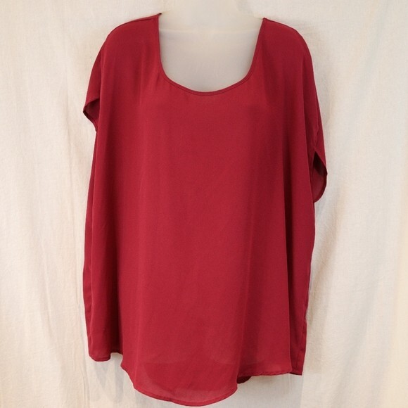 Torrid Plus Size 2 Hot Pink Fuchsia Top - Semi Sheer Cage Back Short Sleeve - Picture 2 of 10